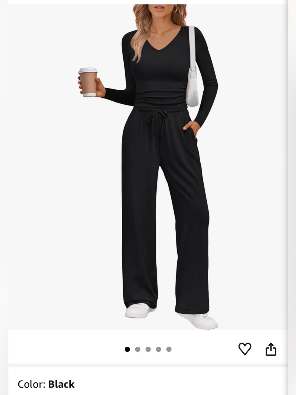 NWOT Black Wide-Leg Drawstring Pants – Comfortable Everyday Jumpsuit Bottom